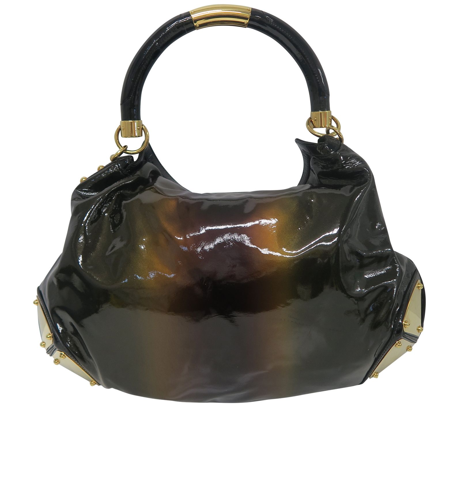 Babouska Hobo, &pound;275, Handbags, Brown, Patent Leather, Back view